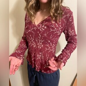 Banana Republic Silk Blouse with Velvet detailing size small